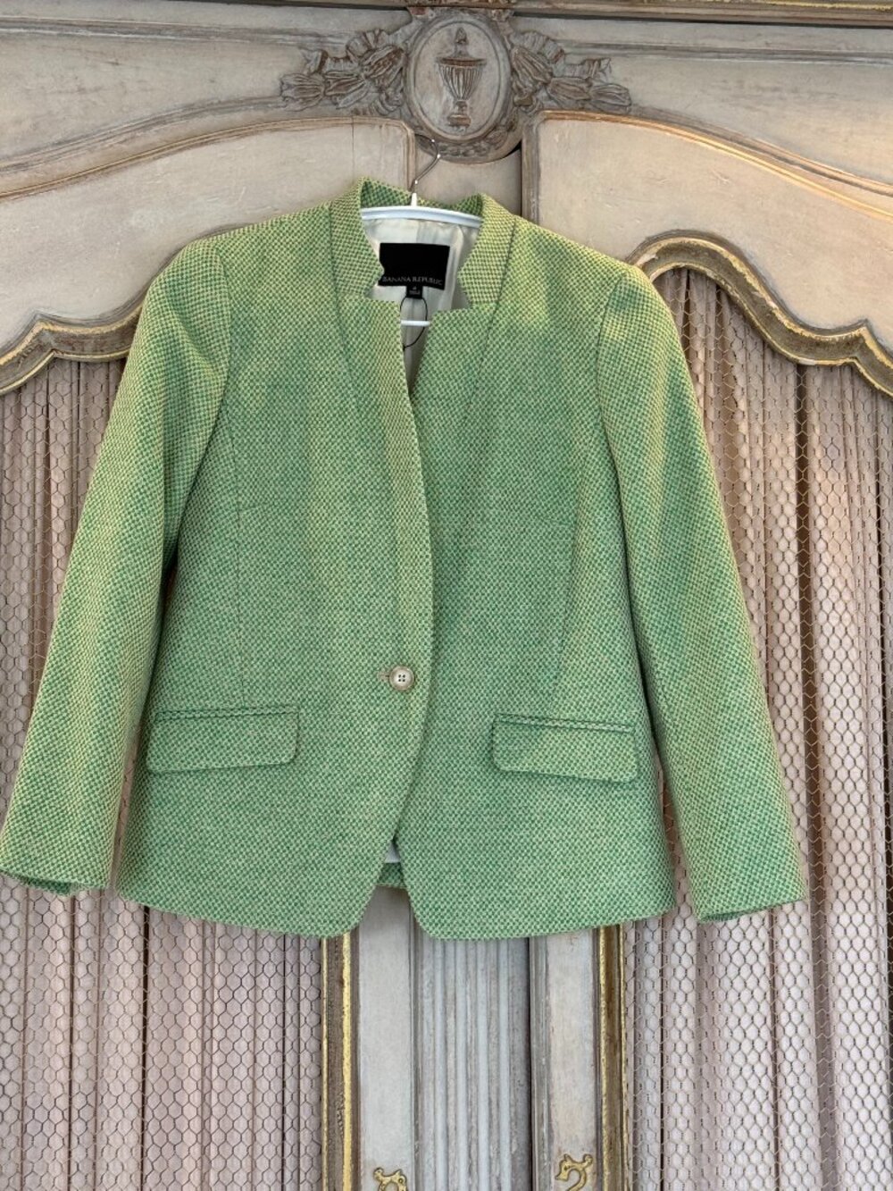 Banana Republic Womens Size 2 Green Button Blazer Workwear Career Preppy